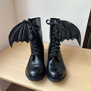 Hot Topic combat boots with bat wings